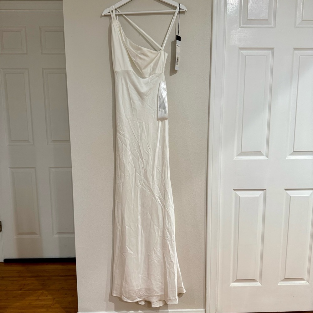 LEENA for Mac Duggal White Satin Gown